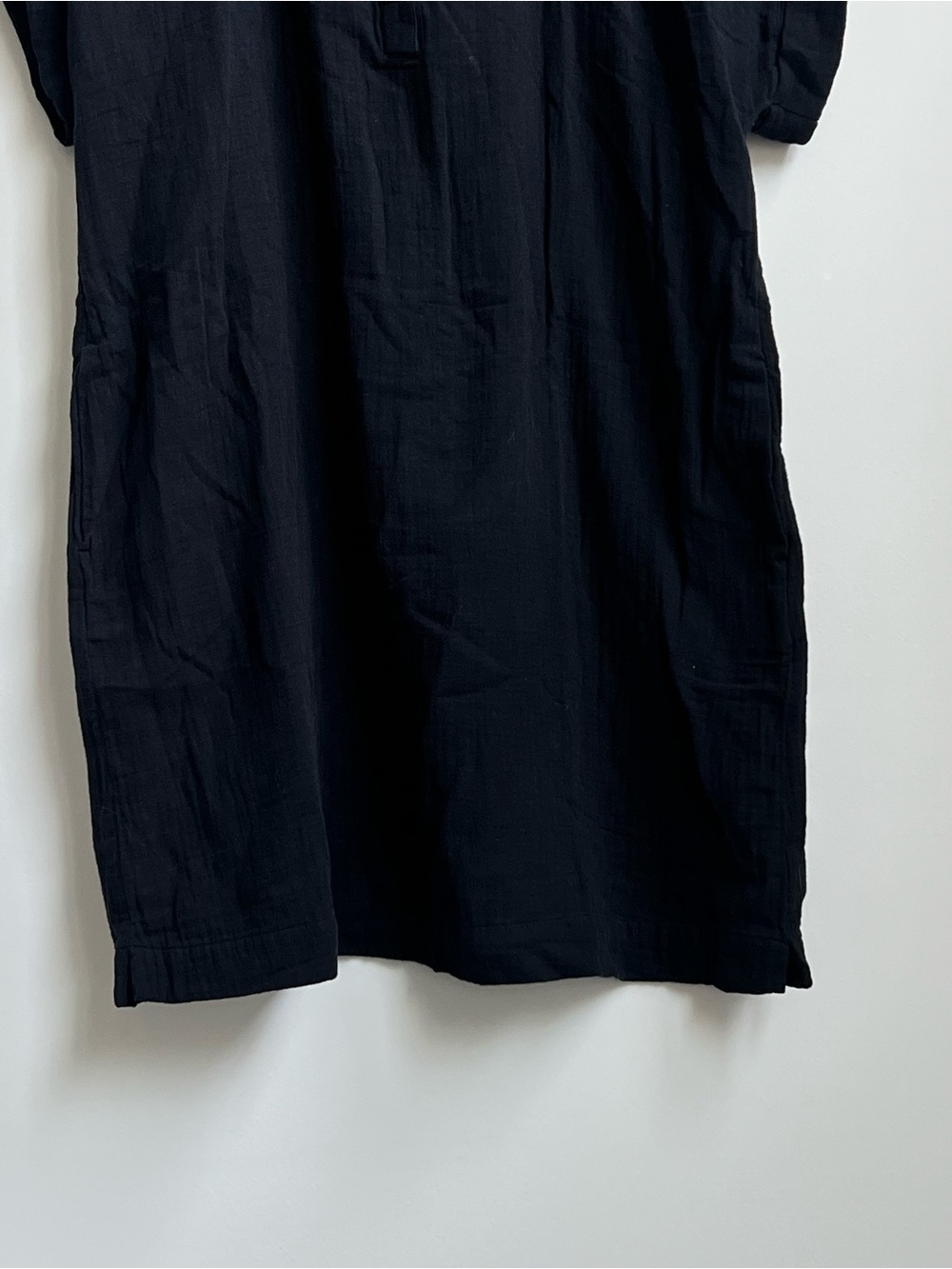 New J. Crew Factory Short-Sleeve Gauze Popover Dress Black Vacation Beach XL - Picture 8 of 16